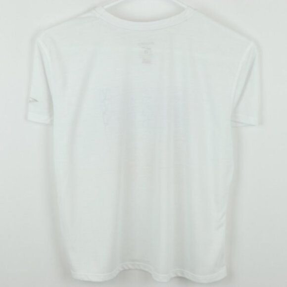 Brooks Running Girls Large White Purple Crewneck Graphic Short Sleeve Tee - Picture 3 of 6